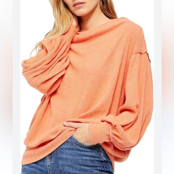 Free People Sweaters - Free People We The Free Women’s Main Squeeze Orange Cowl Neck Sweater Size Large